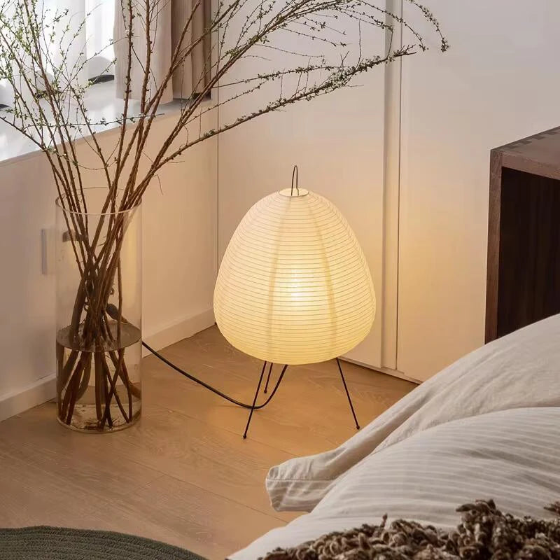 Lampe de Table Wabi-Sabi LED — Abat-jour Papier de Riz Style Japonais