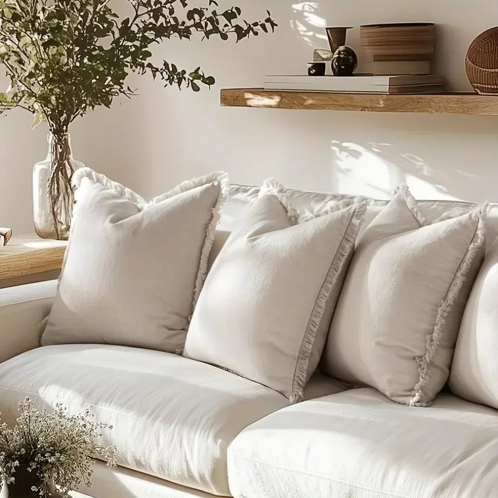 Housses de Coussin Chenille Nordique 45x45cm — Set de 3 pour Salon & Chambre