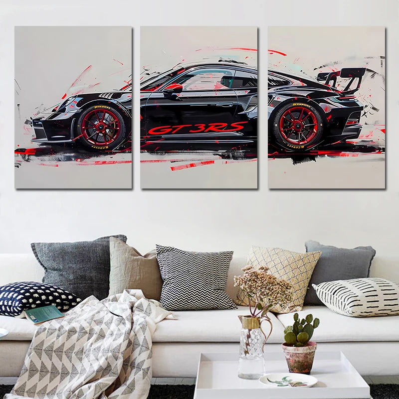 Set de 3 Posters Supercars — Art Mural Voitures Chambre & Salon