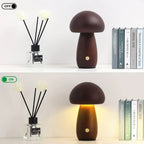 Lampe Champignon Rechargeable Tactile — Veilleuse LED Dimmable Bois