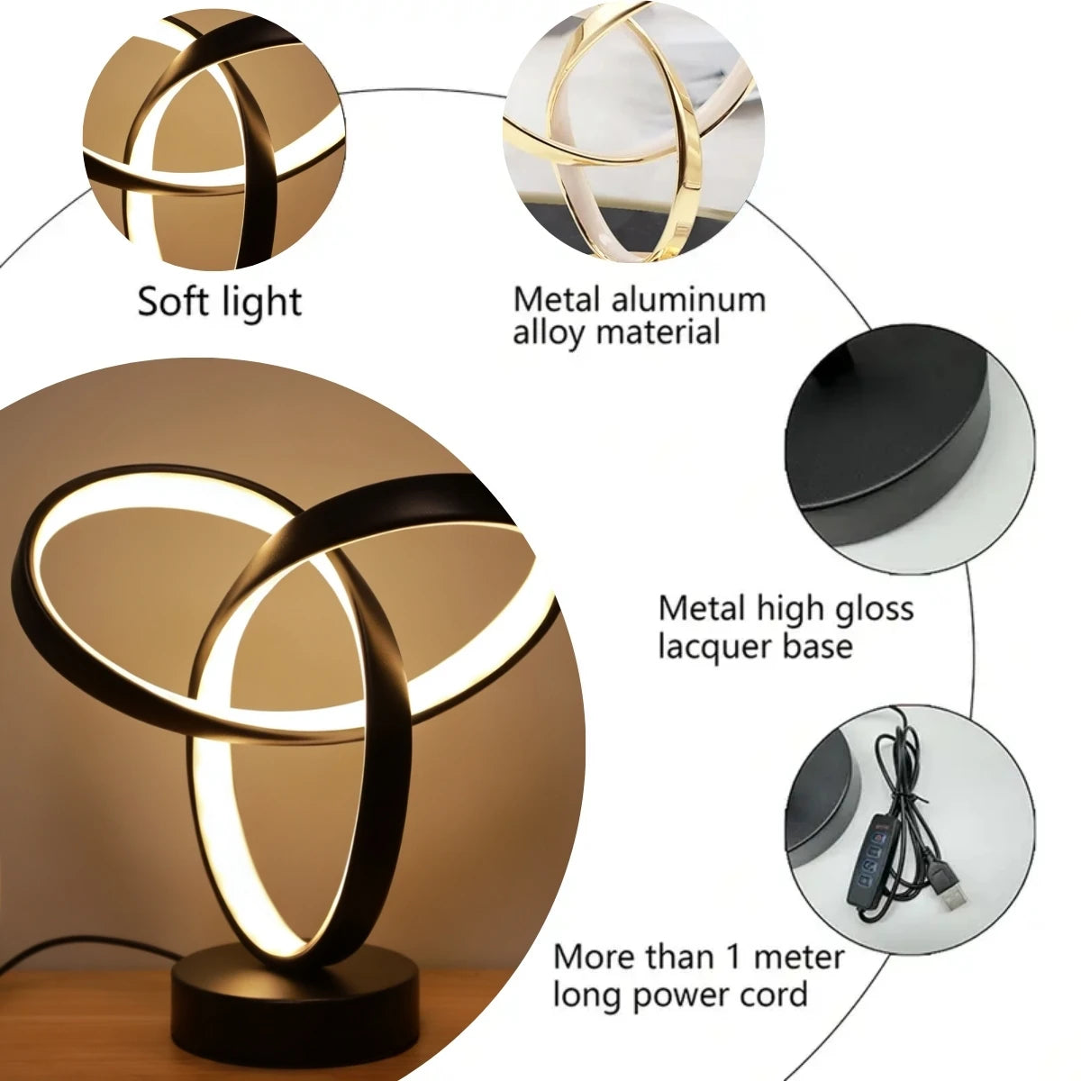 Lampe de Bureau USB Tricolore — Chambre, Salon & Bureau