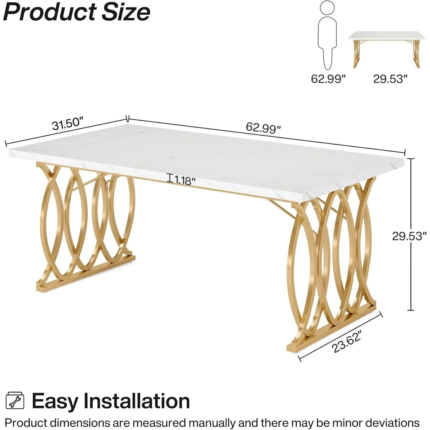 Table À Manger Moderne 160cm — Design Contemporain pour 4-6 Personnes