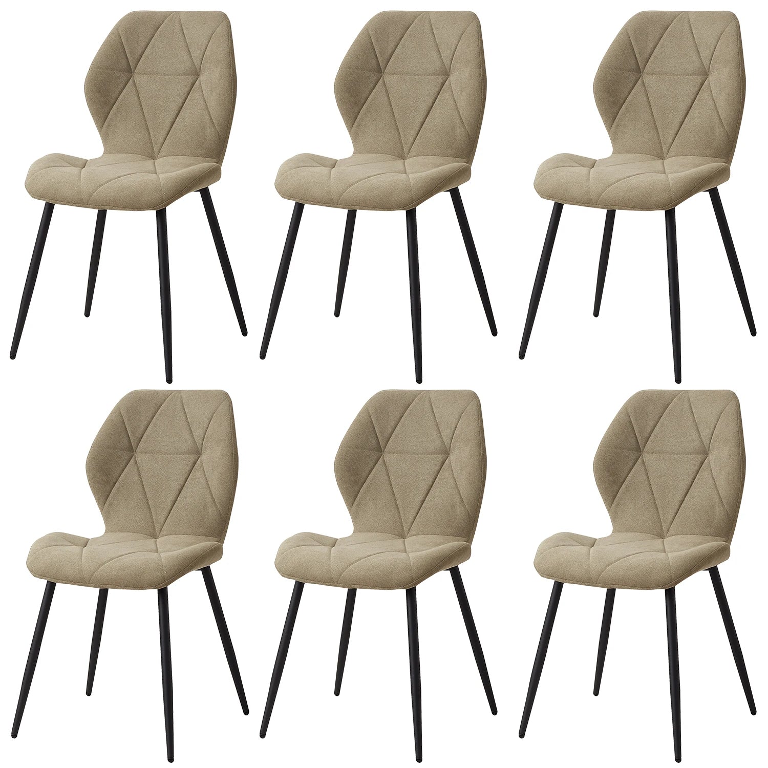 Chaises Salle à Manger Lin Rembourrées Pieds Métal — Set de 2, 4 ou 6