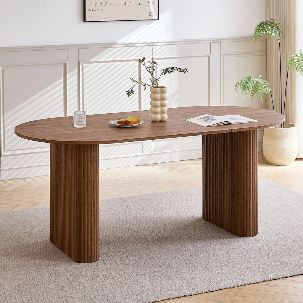 Table À Manger Ovale Bois 180cm — Table Massive Familiale Salon & Salle à Manger