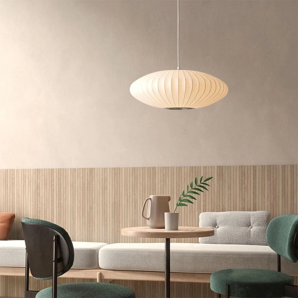 Suspension Cocon Soie Blanche Ronde — Restaurant & Maison