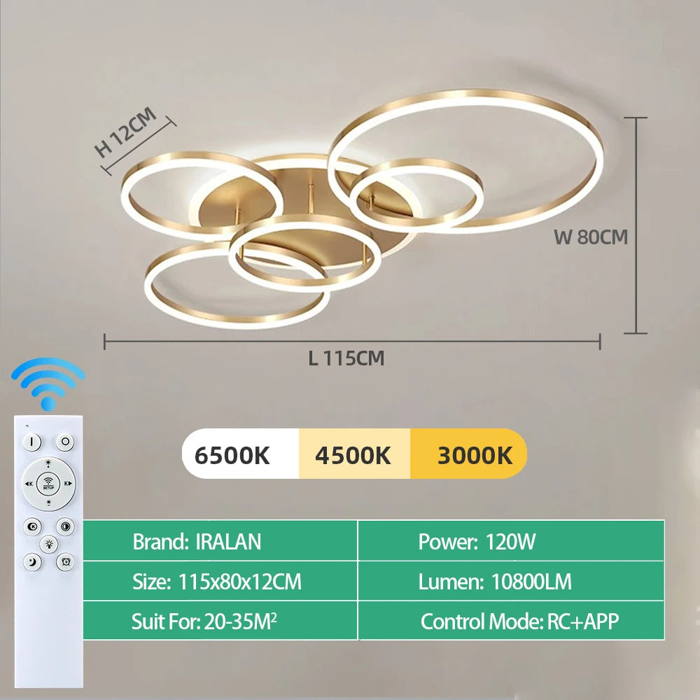 Plafonnier LED Anneau Acrylique Dimmable — Télécommande & Application Chambre Salon