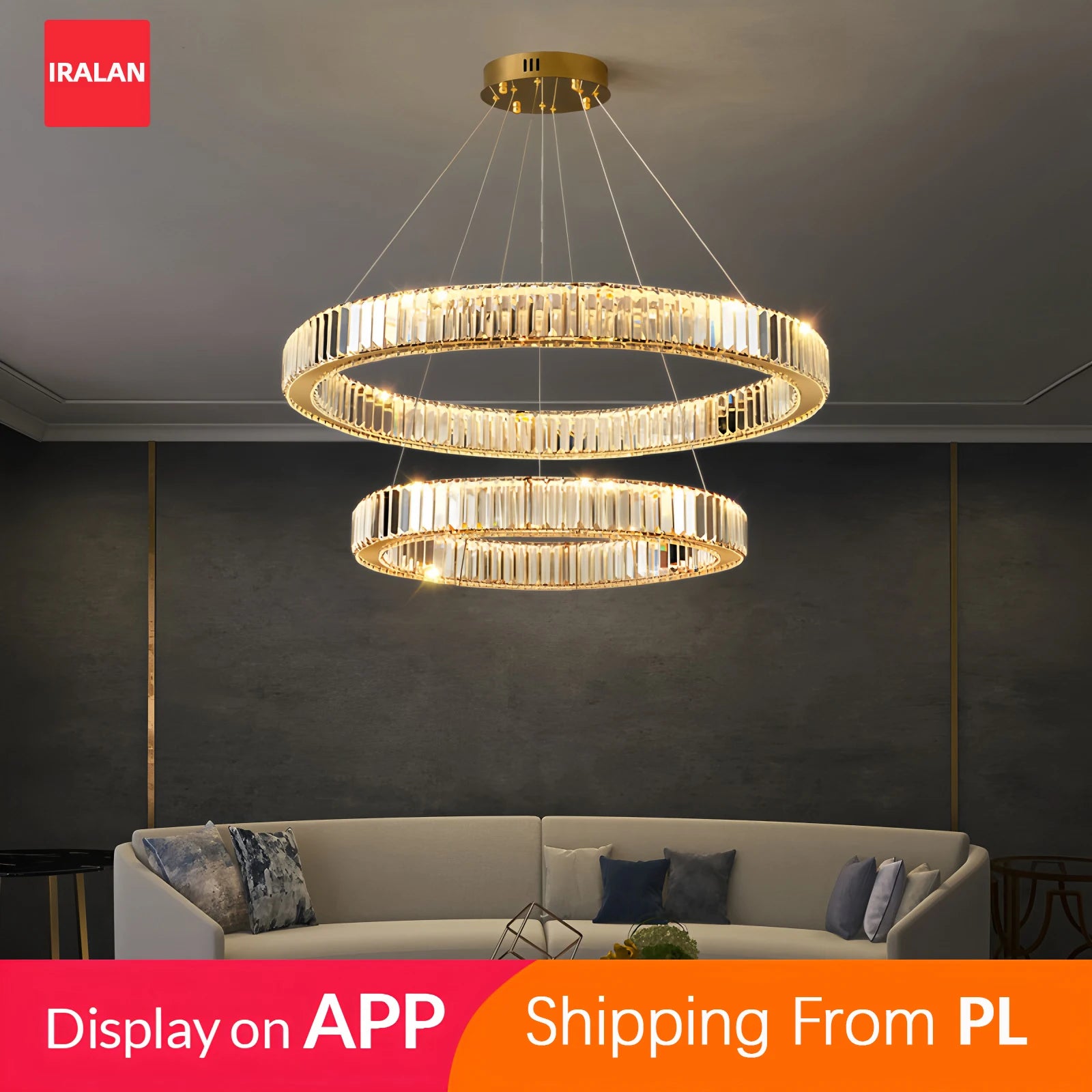 Plafonnier Cristal Nordique Luxe — Télécommande 3 Couleurs