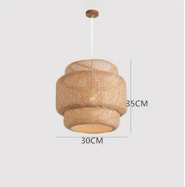 Suspension Bambou Tressée À La Main — Lustre Zen Style Japonais 18-30cm