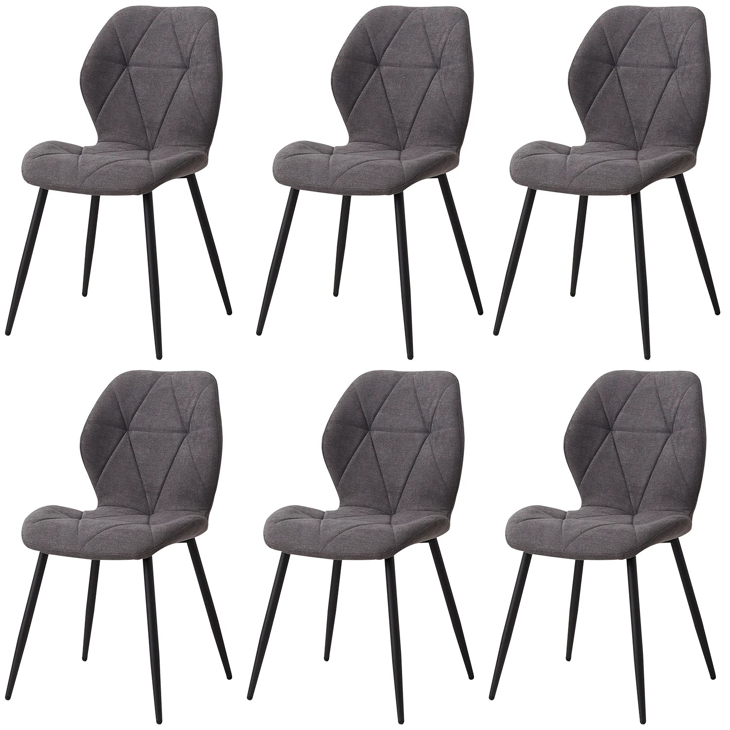 Chaises Salle à Manger Lin Rembourrées Pieds Métal — Set de 2, 4 ou 6