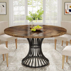 Table Ronde Style Ferme 120cm — Charme Rustique Salle à Manger 4-6 Personnes