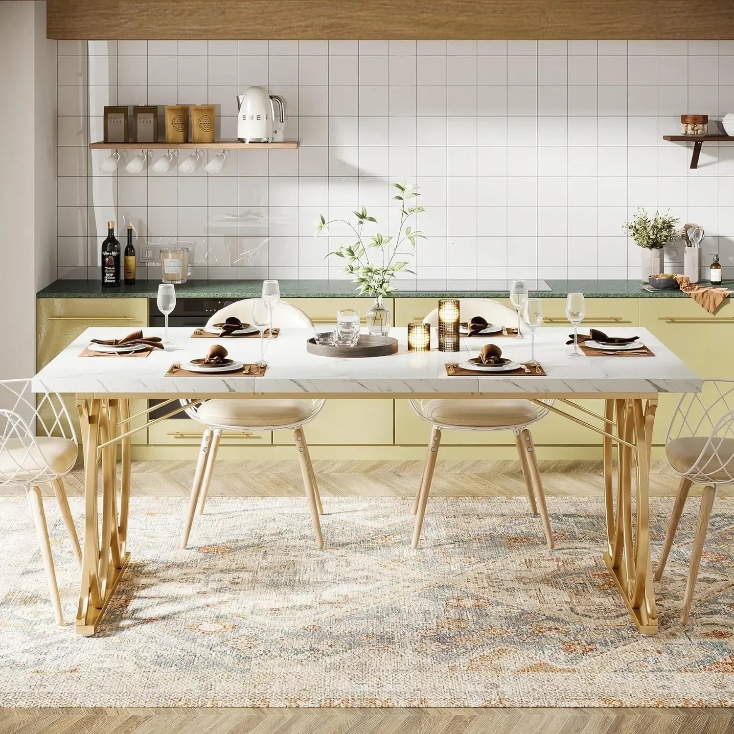 Table À Manger Moderne 160cm — Design Contemporain pour 4-6 Personnes
