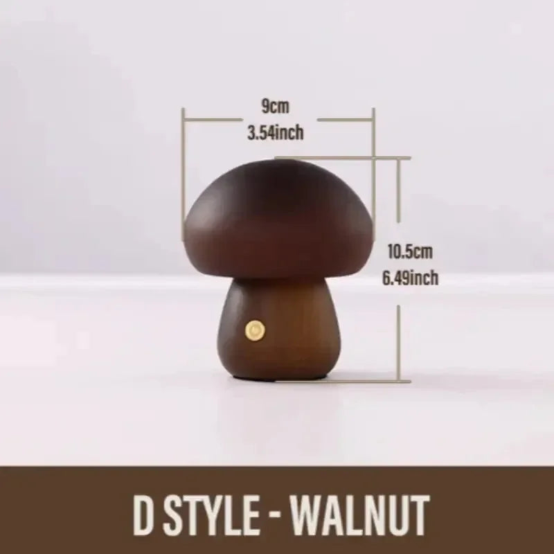 Lampe Champignon Rechargeable Tactile — Veilleuse LED Dimmable Bois