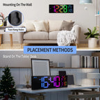 Horloge Murale Numérique LED 40cm — Affichage RGB 9 Couleurs Télécommande