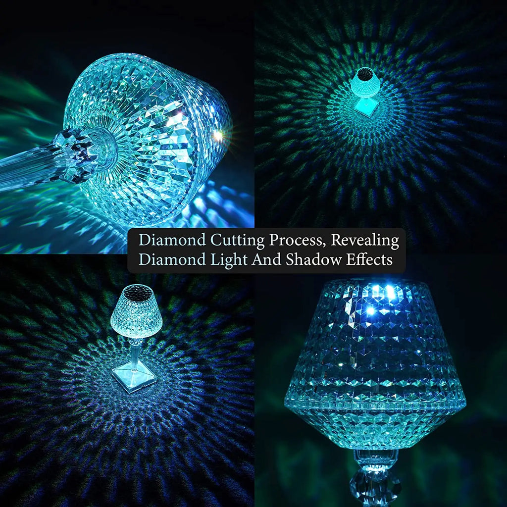 Lampe de Table LED Diamant Tactile USB — Veilleuse Cristal 3D Rechargeable