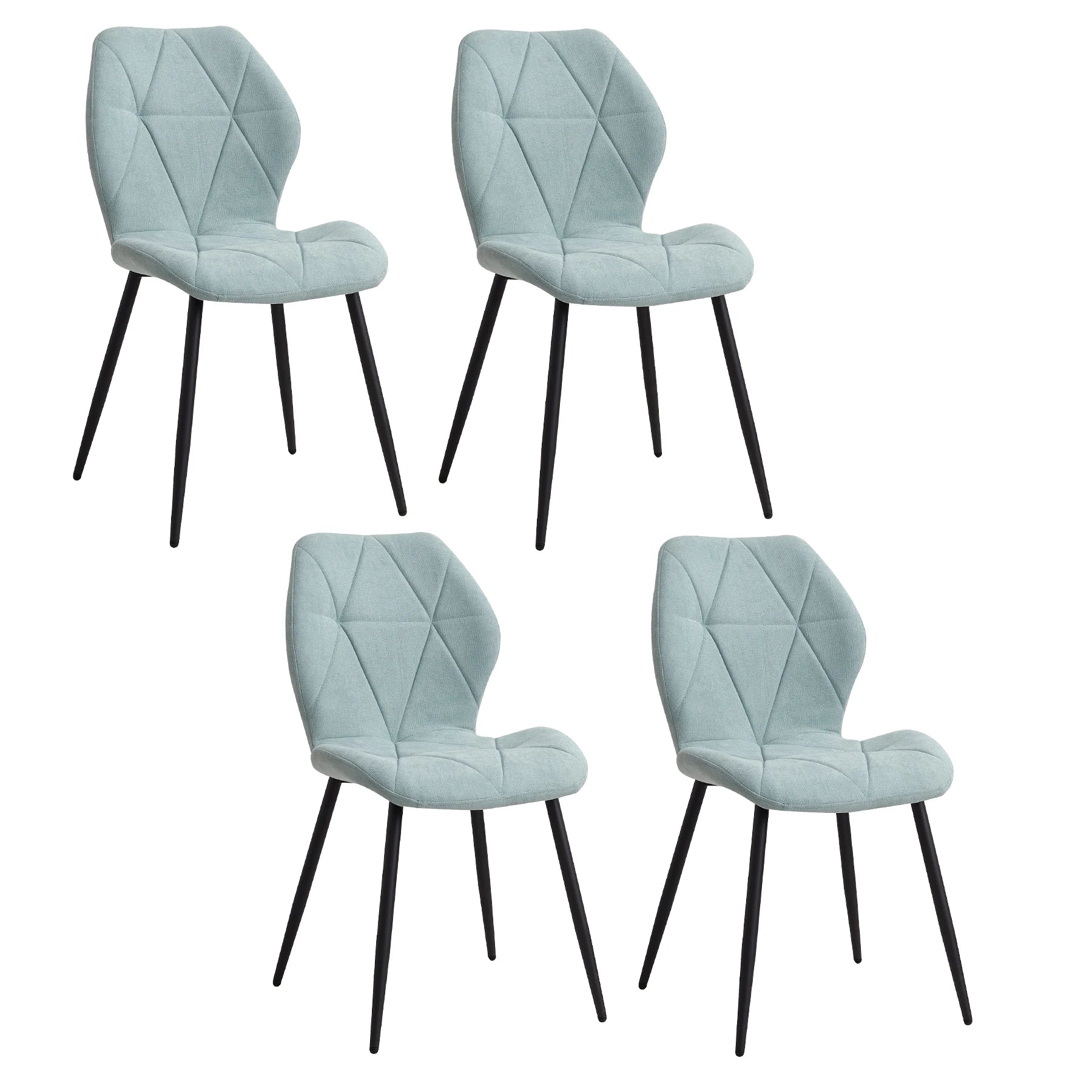 Chaises Salle à Manger Lin Rembourrées Pieds Métal — Set de 2, 4 ou 6