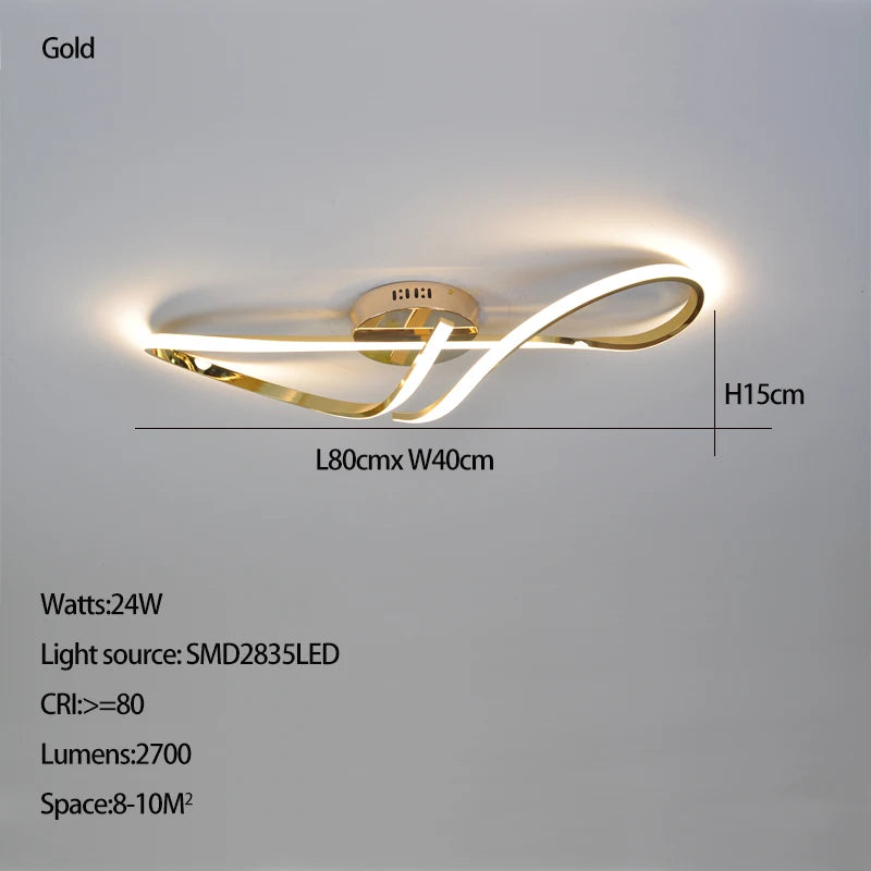 Plafonnier LED Dimmable Or & Chrome — Salon, Chambre & Cuisine