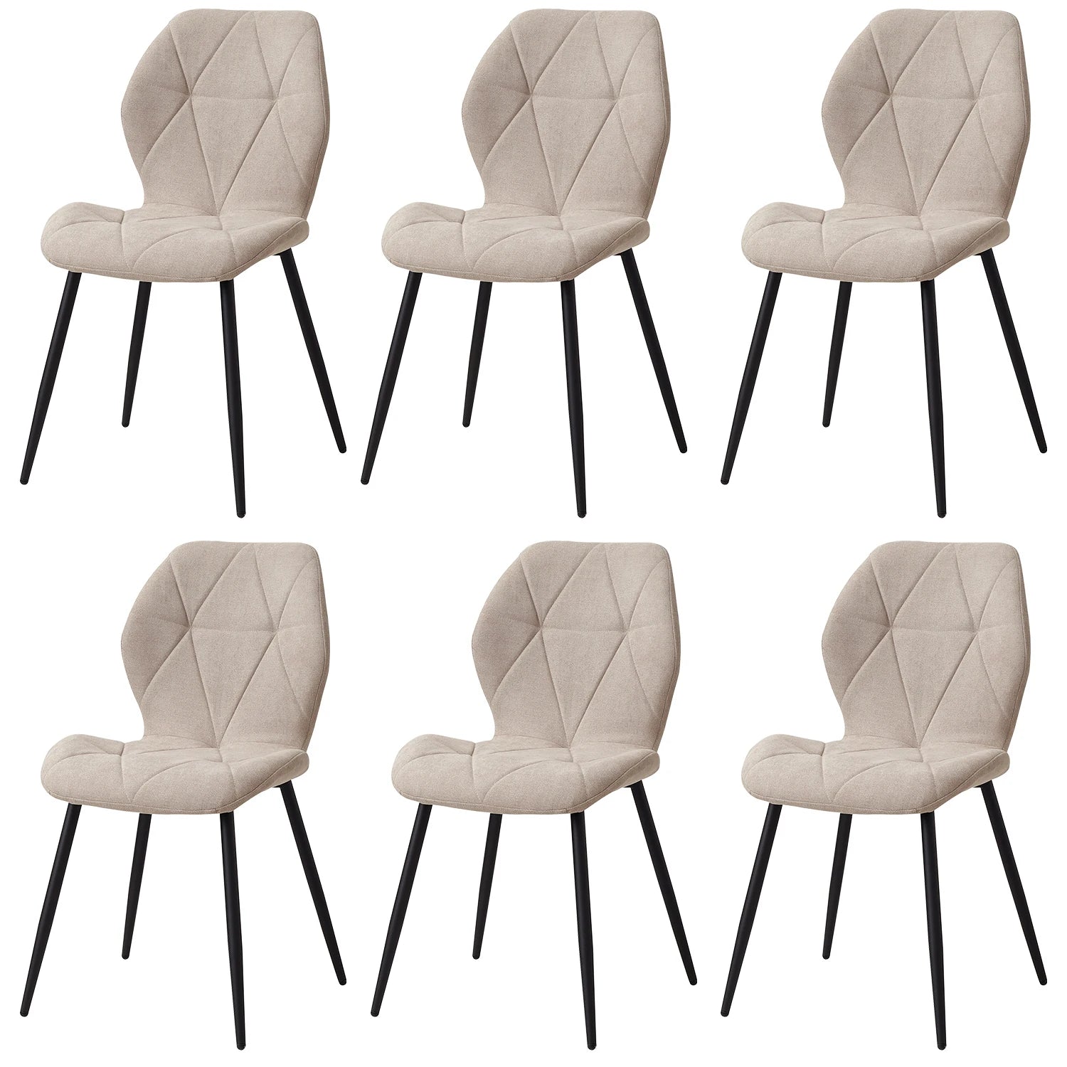 Chaises Salle à Manger Lin Rembourrées Pieds Métal — Set de 2, 4 ou 6