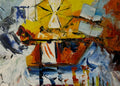 Abstrait — vue de face de l’œuvre, format 70 × 50 cm paysage