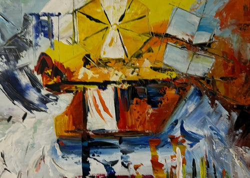 Abstrait — vue de face de l’œuvre, format 70 × 50 cm paysage