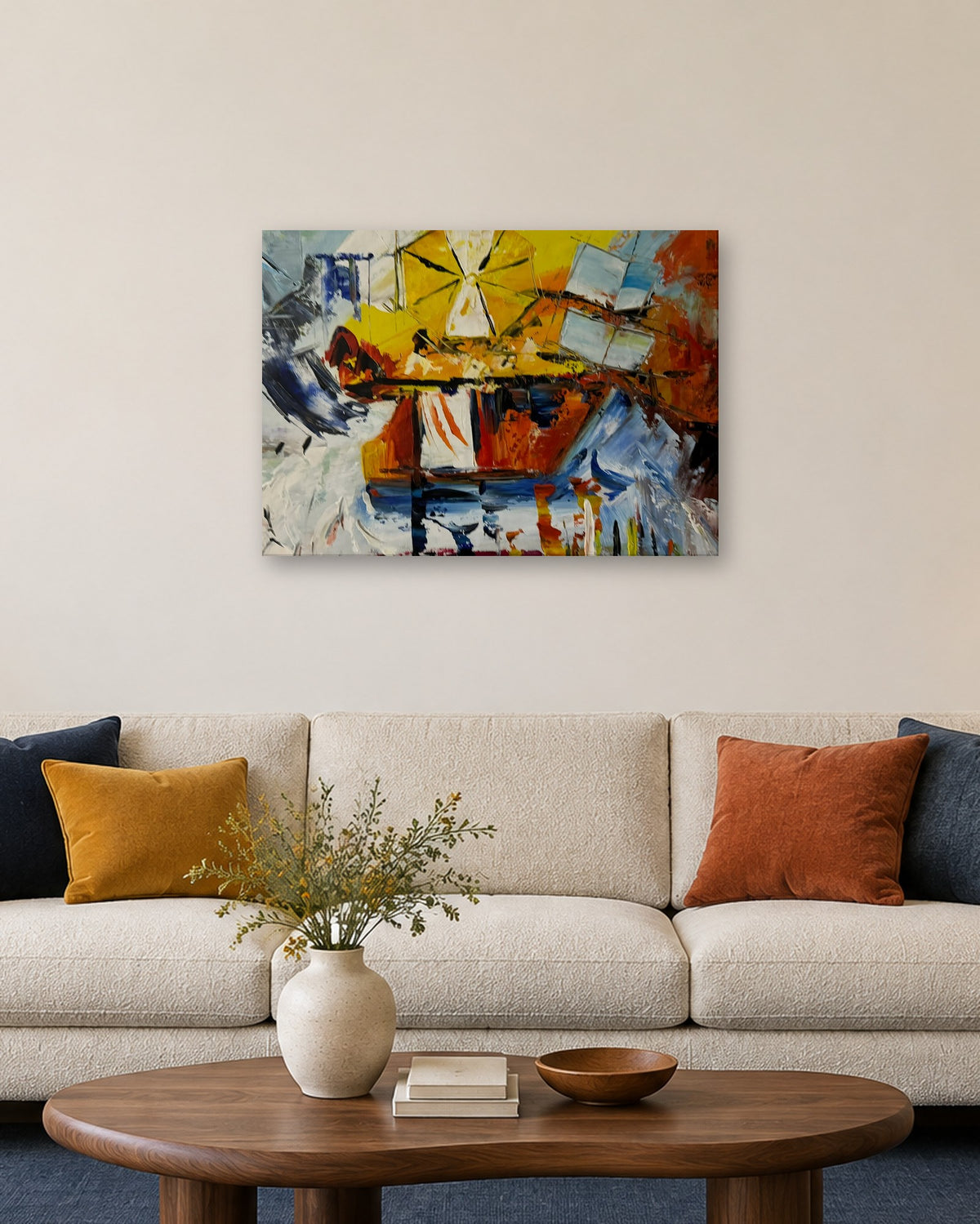 Abstrait — toile 70 × 50 cm sans cadre, vue rapprochée
